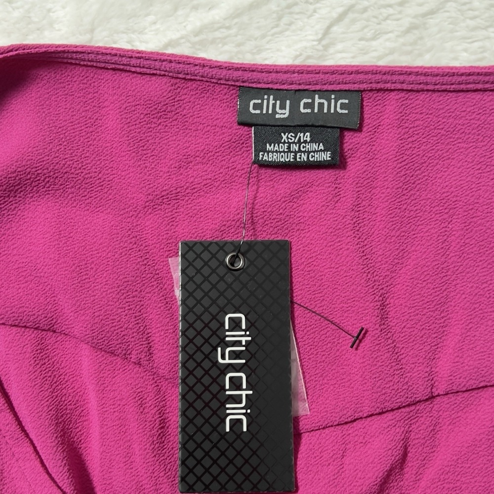 City Chic Zadie Shirred Waist Button Front Maxi Dress Sz XS/14 Pink 3/4 Sleeve - Picture 7 of 15